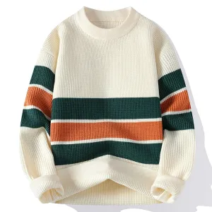 Pull Homme 2024 New Fall Winter High End Luxury Knit Sweater Men Korean Fashion Mens Pullover Sweaters Thick Warm Striped Jumper