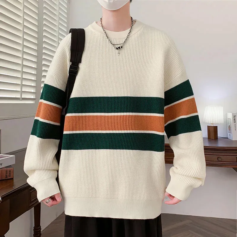 Pull Homme 2024 New Fall Winter High End Luxury Knit Sweater Men Korean Fashion Mens Pullover Sweaters Thick Warm Striped Jumper