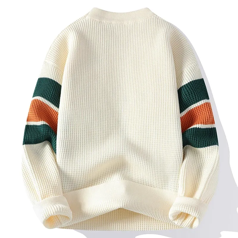 Pull Homme 2024 New Fall Winter High End Luxury Knit Sweater Men Korean Fashion Mens Pullover Sweaters Thick Warm Striped Jumper