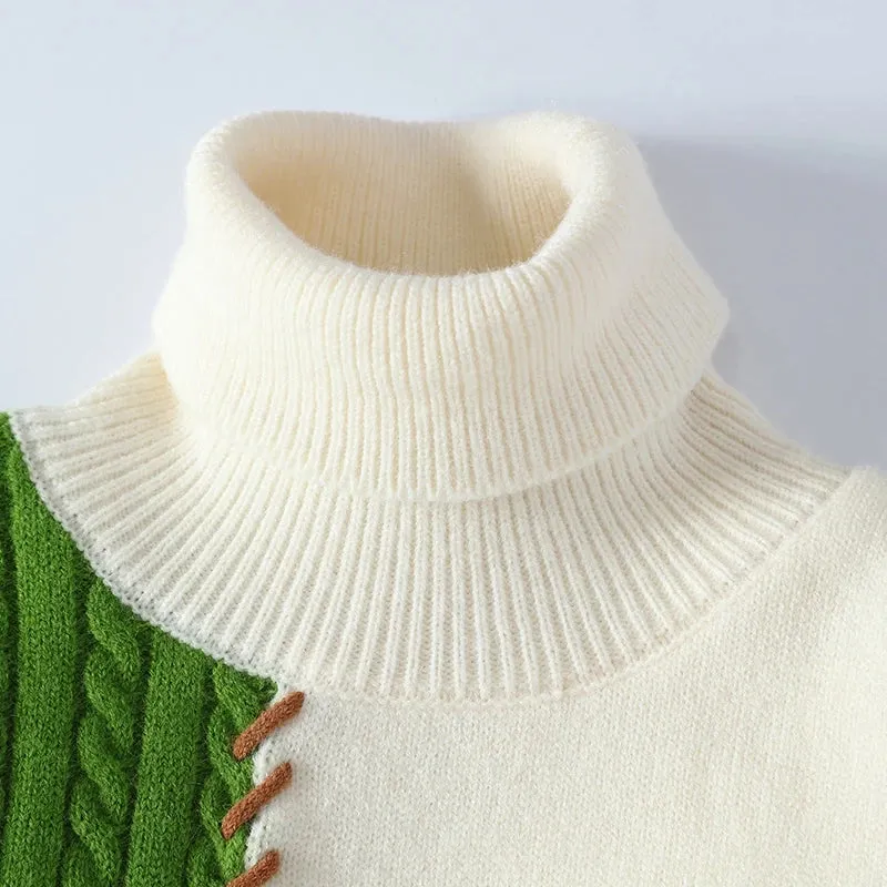 Pull Homme 2024 New Fall Winter High End Luxury Wool Sweater Men Handsome Turtleneck Pullovers Soft Warm Mens Christmas Sweaters
