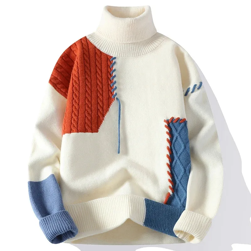 Pull Homme 2024 New Fall Winter High End Luxury Wool Sweater Men Handsome Turtleneck Pullovers Soft Warm Mens Christmas Sweaters