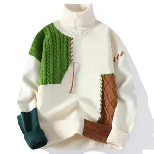 Pull Homme 2024 New Fall Winter High End Luxury Wool Sweater Men Handsome Turtleneck Pullovers Soft Warm Mens Christmas Sweaters