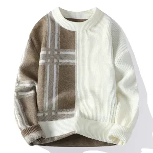 Pull Homme 2024 New Fall Winter High End Luxury Wool Sweater Men Korean Fashion Plaid Pullovers Thick Warm Mens Christmas Jumper