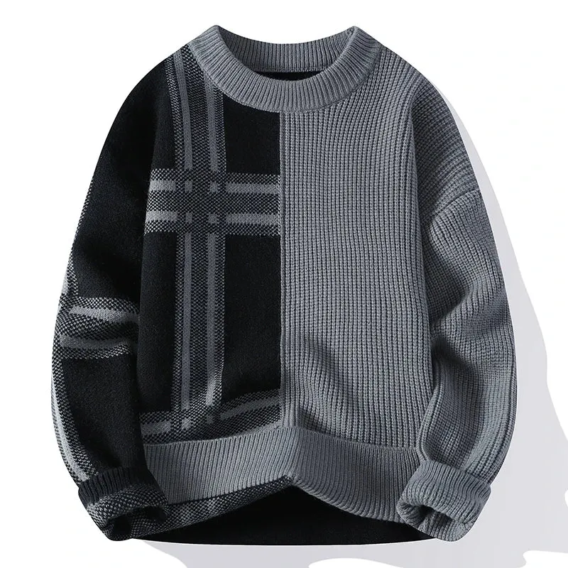 Pull Homme 2024 New Fall Winter High End Luxury Wool Sweater Men Korean Fashion Plaid Pullovers Thick Warm Mens Christmas Jumper