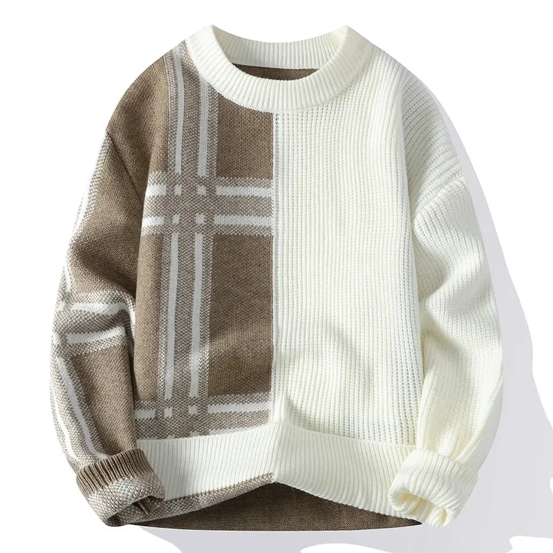 Pull Homme 2024 New Fall Winter High End Luxury Wool Sweater Men Korean Fashion Plaid Pullovers Thick Warm Mens Christmas Jumper