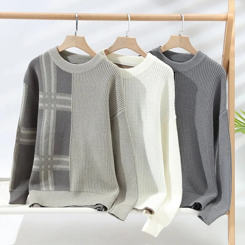 Pull Homme 2024 New Fall Winter High End Luxury Wool Sweater Men Korean Fashion Plaid Pullovers Thick Warm Mens Christmas Jumper