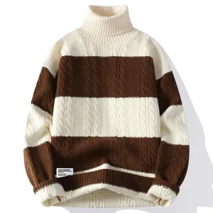 Pull Homme 2024 New Fall Winter High End Thick Warm Knit Sweater Men Fashion Twist Mens Sweaters Casual Turtleneck Male Jumper