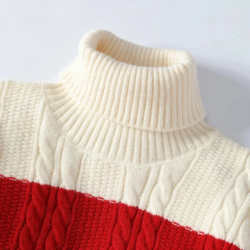 Pull Homme 2024 New Fall Winter High End Thick Warm Knit Sweater Men Fashion Twist Mens Sweaters Casual Turtleneck Male Jumper