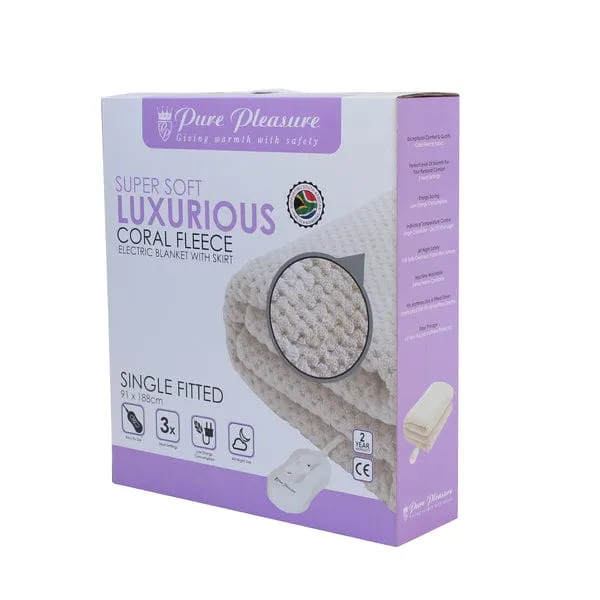 Pure Pleasure Full Fitted Coral Fleece Electric Blanket