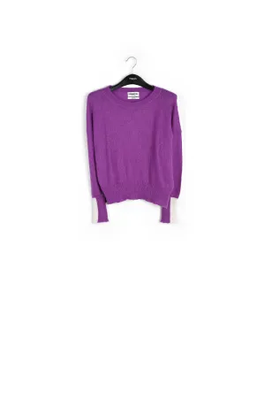 Purple light knit sweater with contrasting cuffs