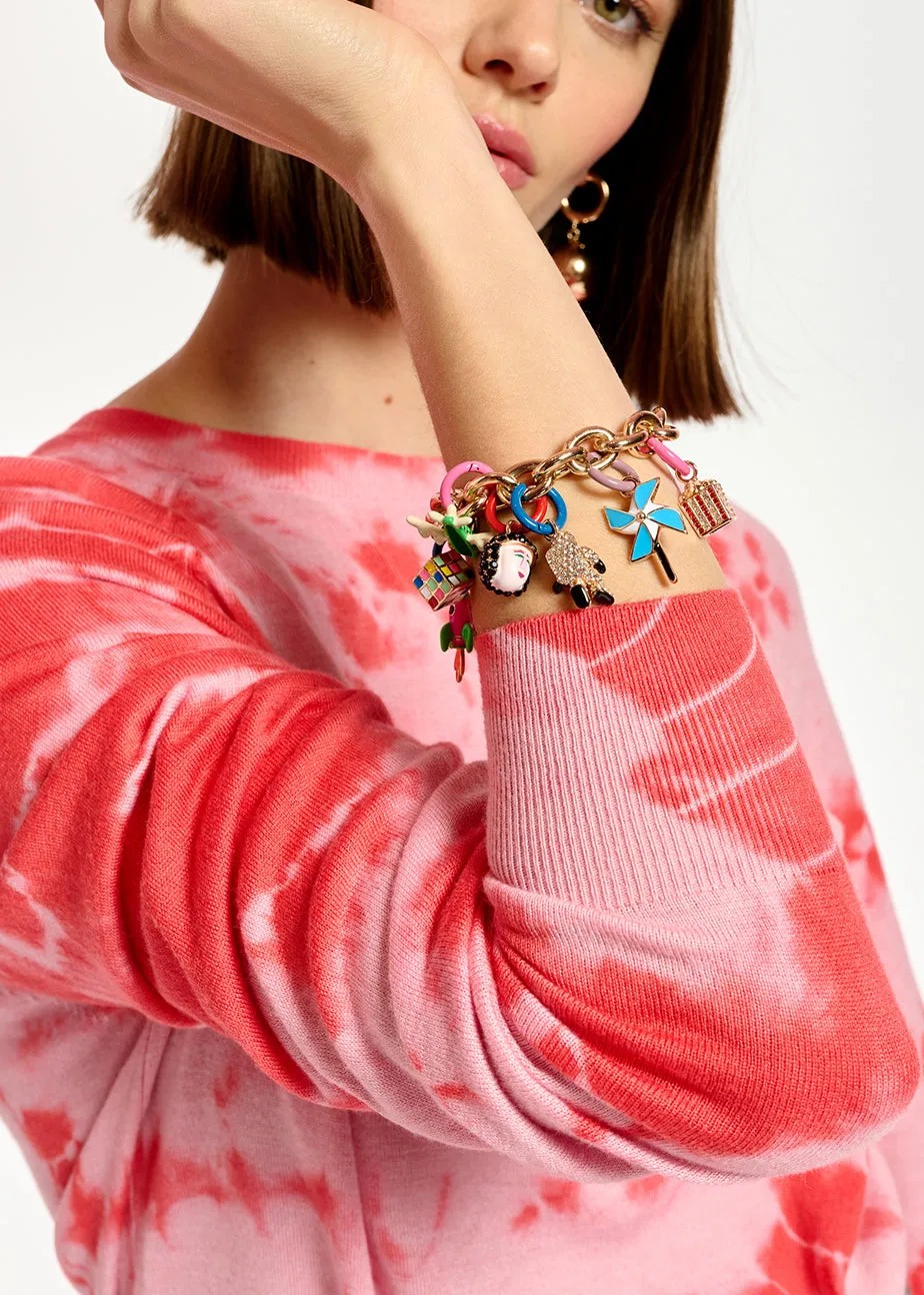 Red and pink tie-dye sweater