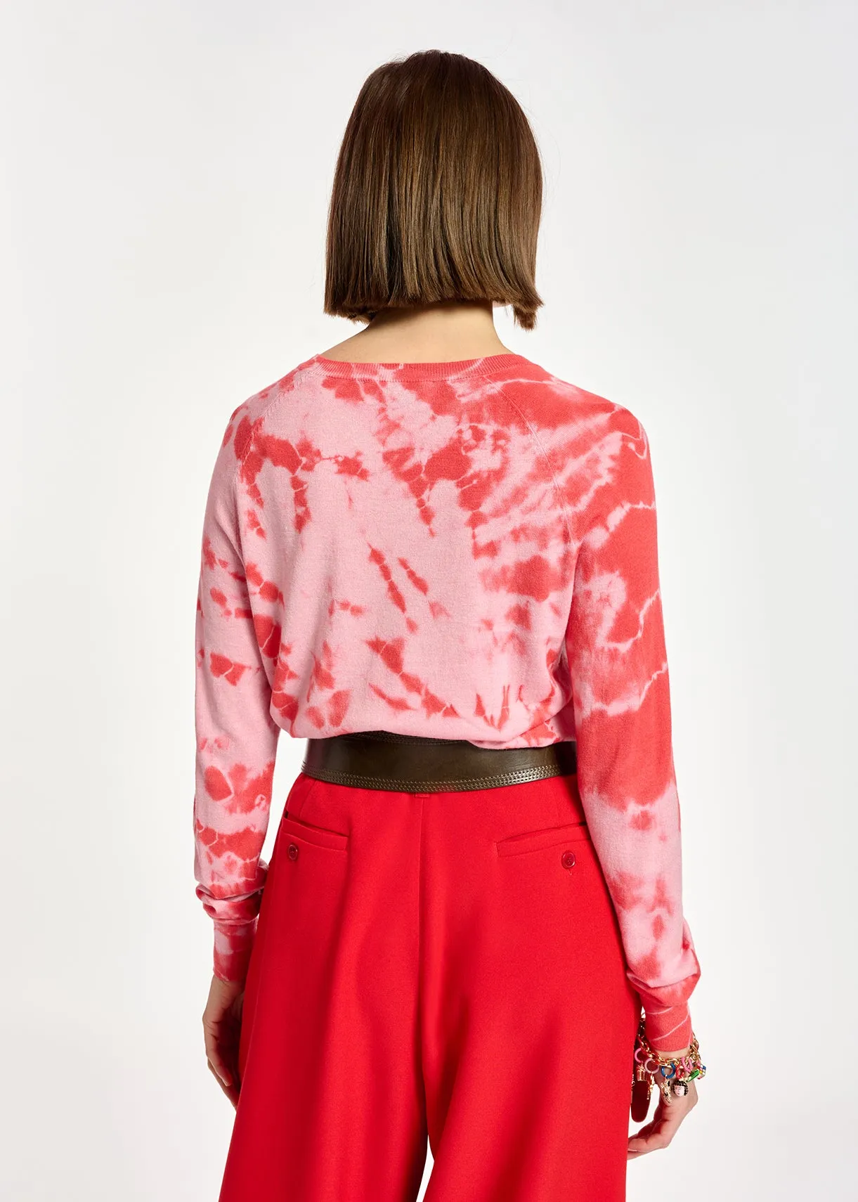 Red and pink tie-dye sweater