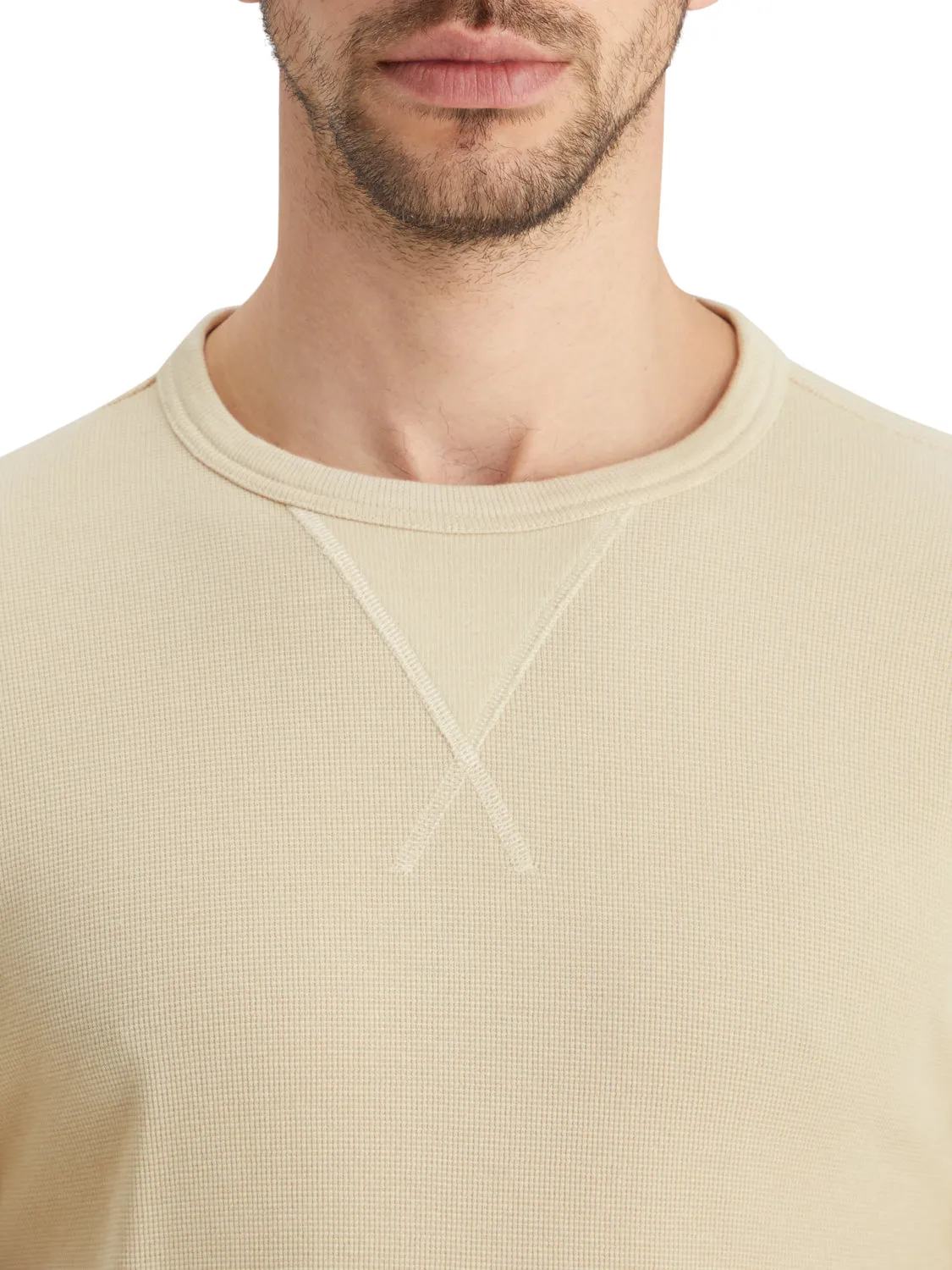 Regular Fit Waffle Long Sleeve T-Shirt - Parchment