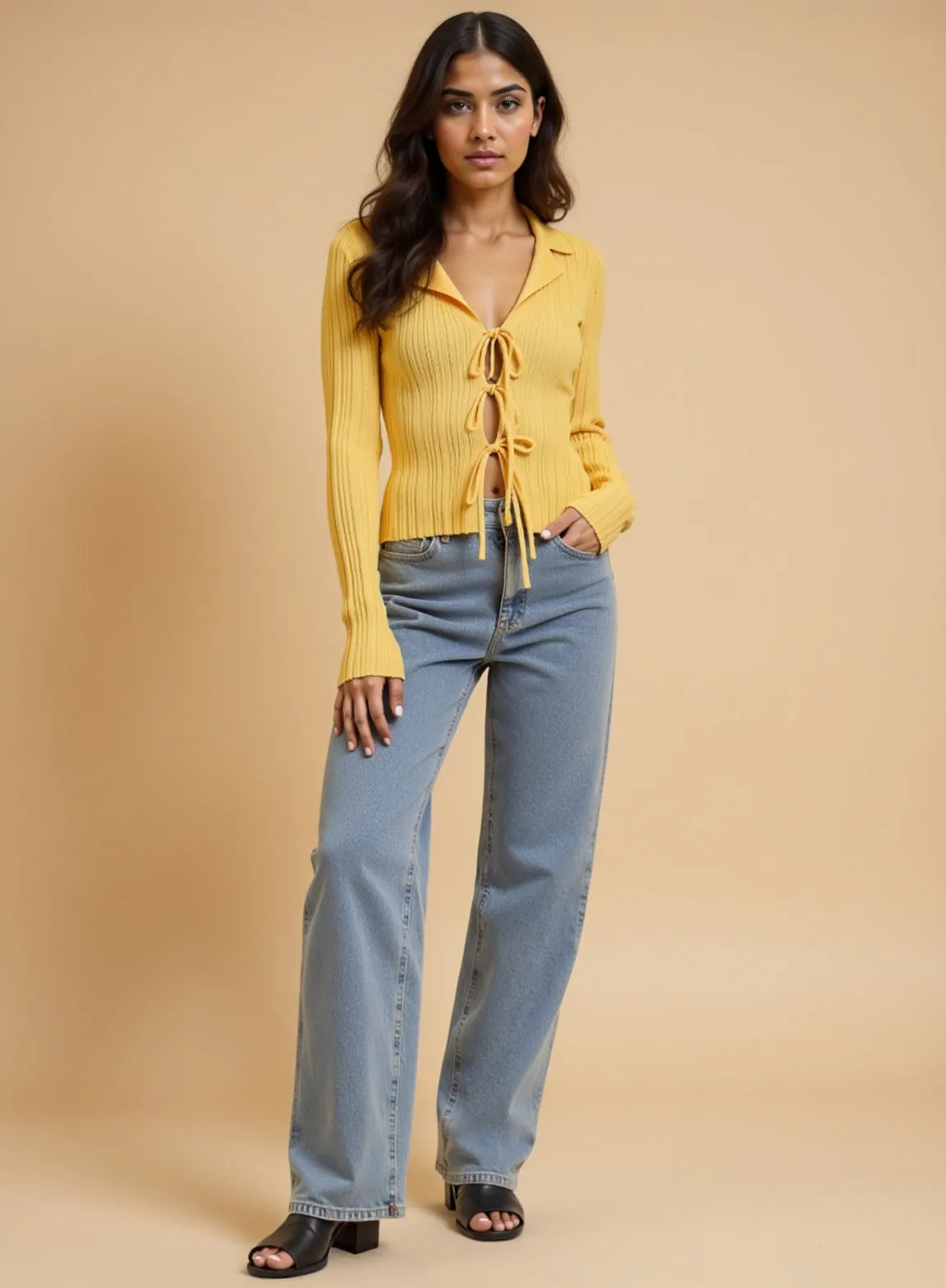 Rib Knit Tie Cardigan
