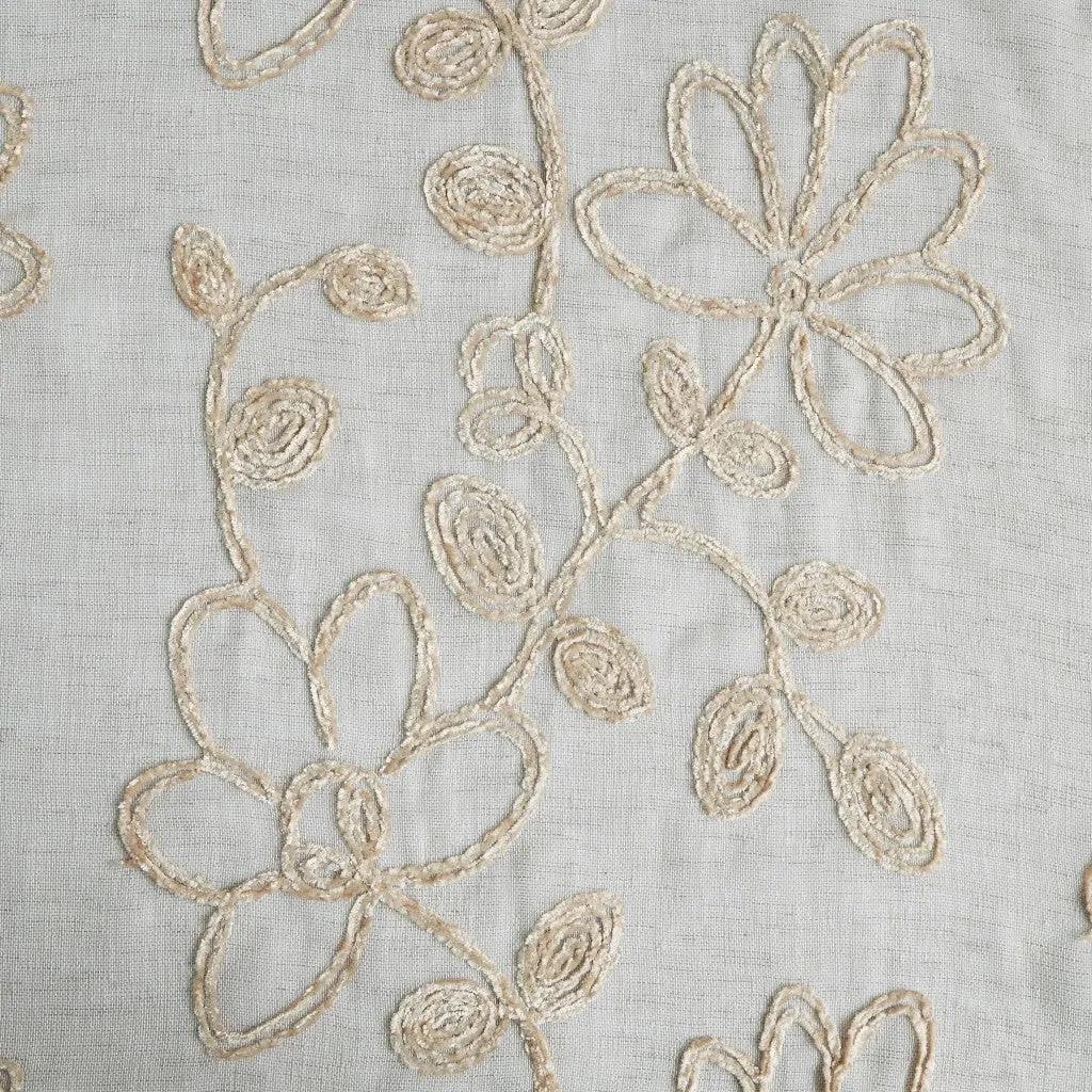 Rita Chenille Embroided Grommet 76"x 84" Window Panel Pair in Linen