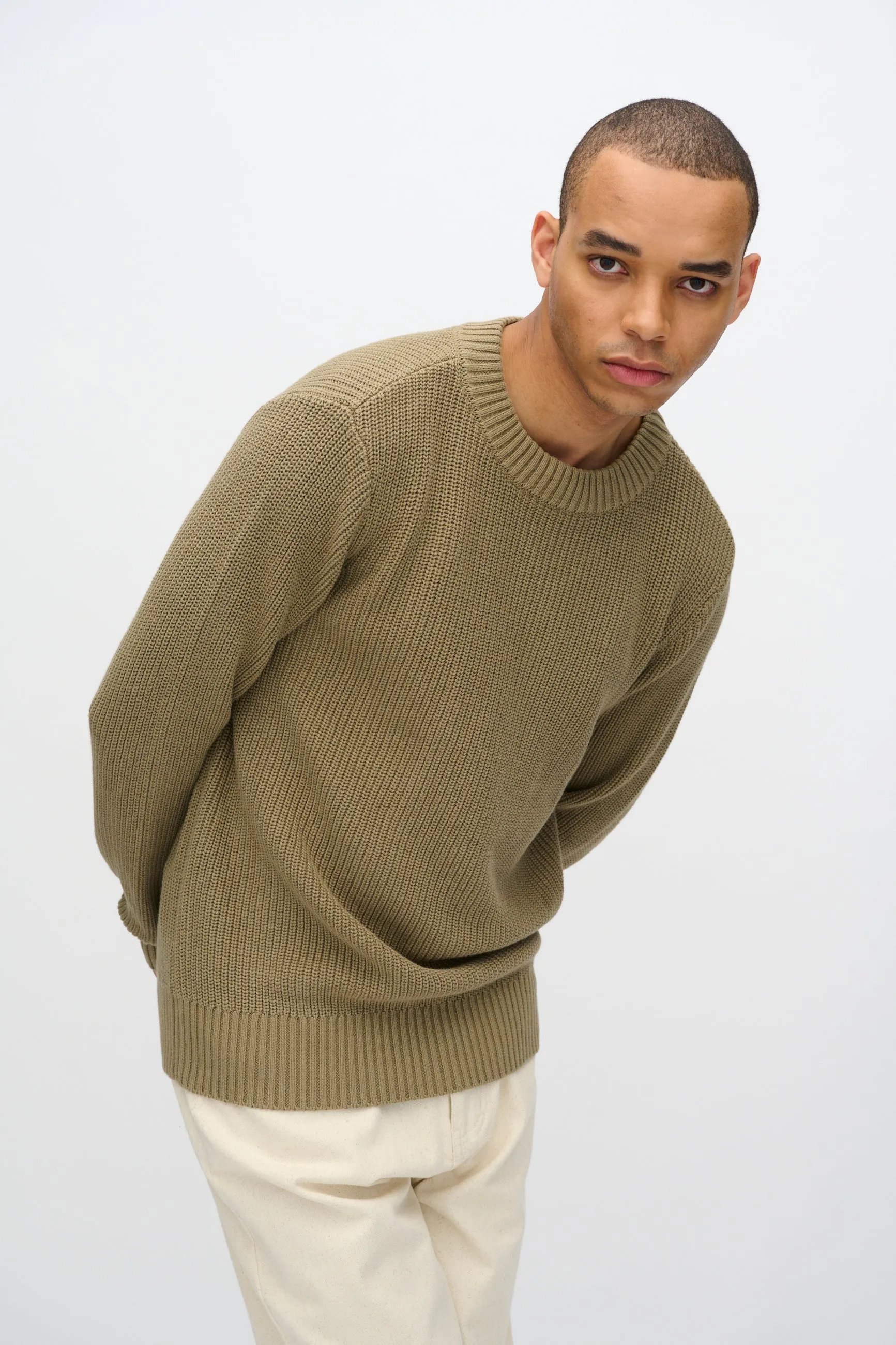 Rob basic knit sweater G006 GOTS - Mermaid