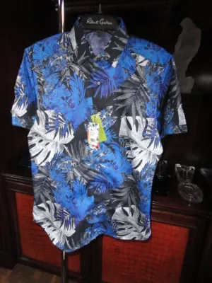 Robert Graham Brookcrest Short Sleeve Sport Shirt Large Size