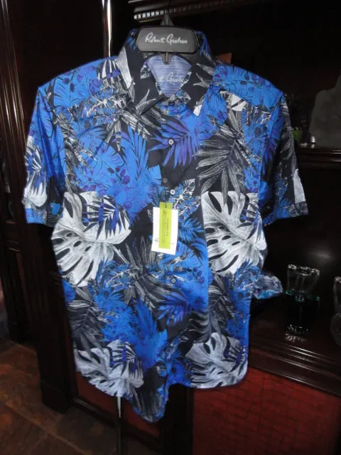 Robert Graham Brookcrest Short Sleeve Sport Shirt Large Size