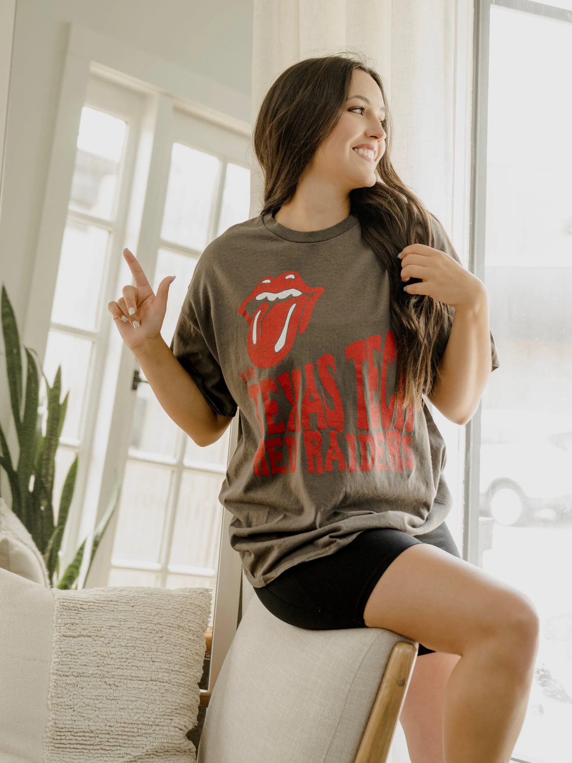 Rolling Stones Texas Tech Dazed Charcoal Thrifted Tee
