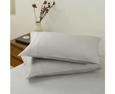 Royal Comfort Striped Flax Linen Blend Quilt Cover Set Soft Touch Bedding - Grey