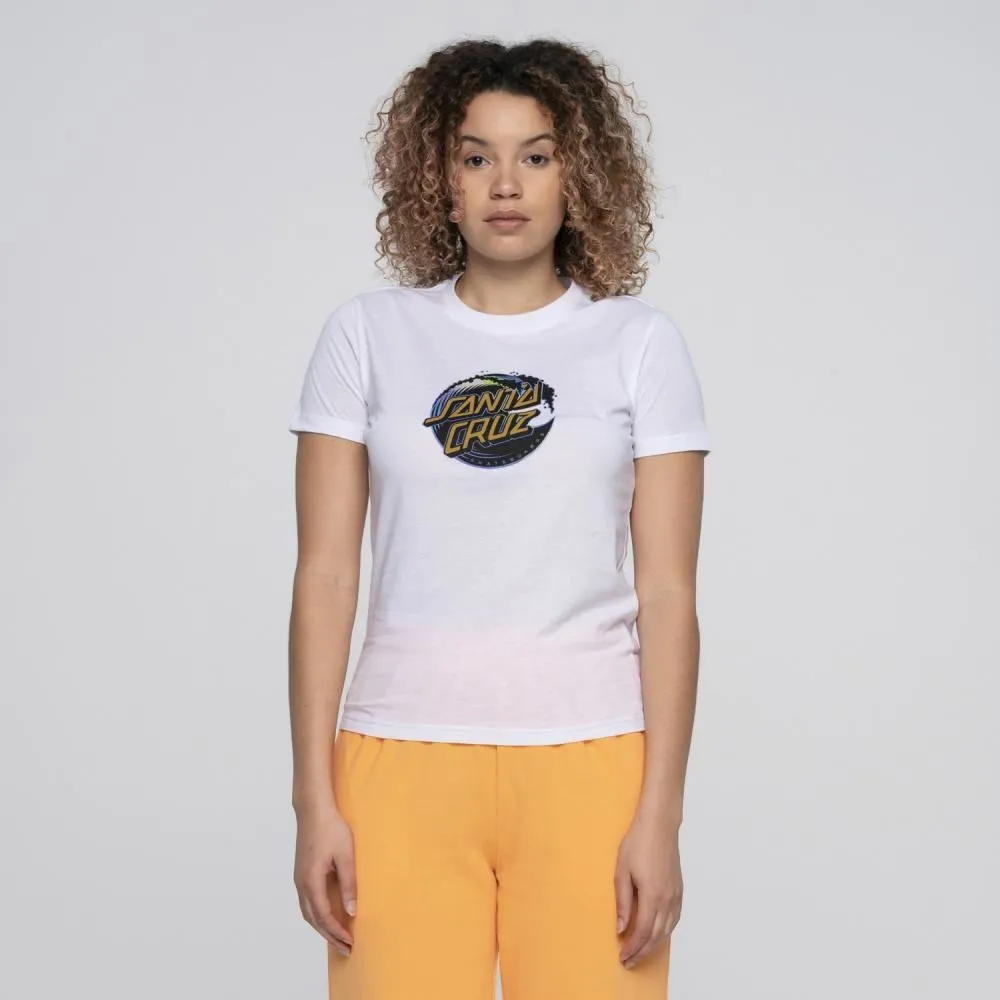 Santa Cruz Womens T-Shirt Holo Wave Dot Front T-Shirt - White