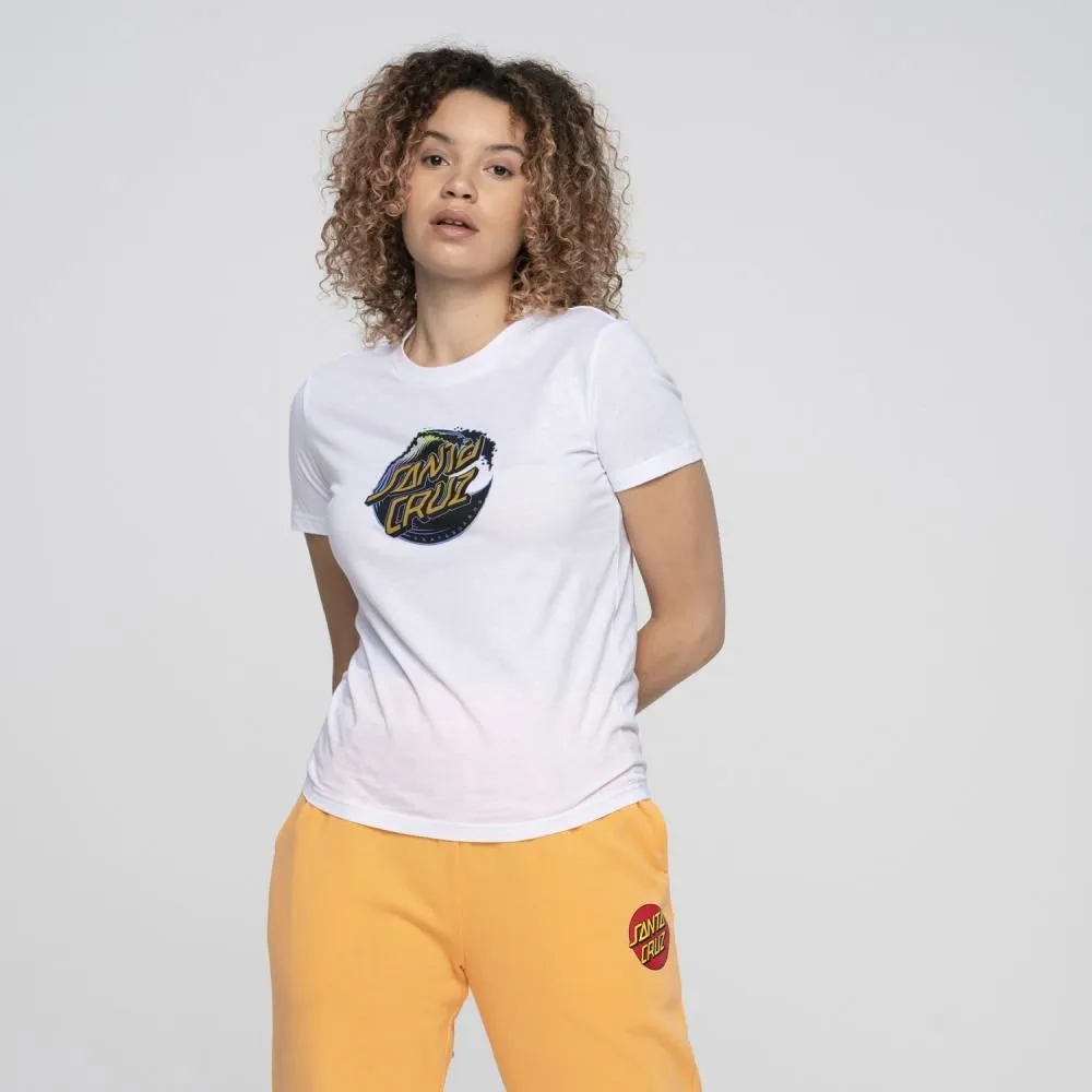 Santa Cruz Womens T-Shirt Holo Wave Dot Front T-Shirt - White