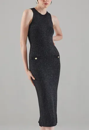 Sculpt Faux-Button Knitted Dress