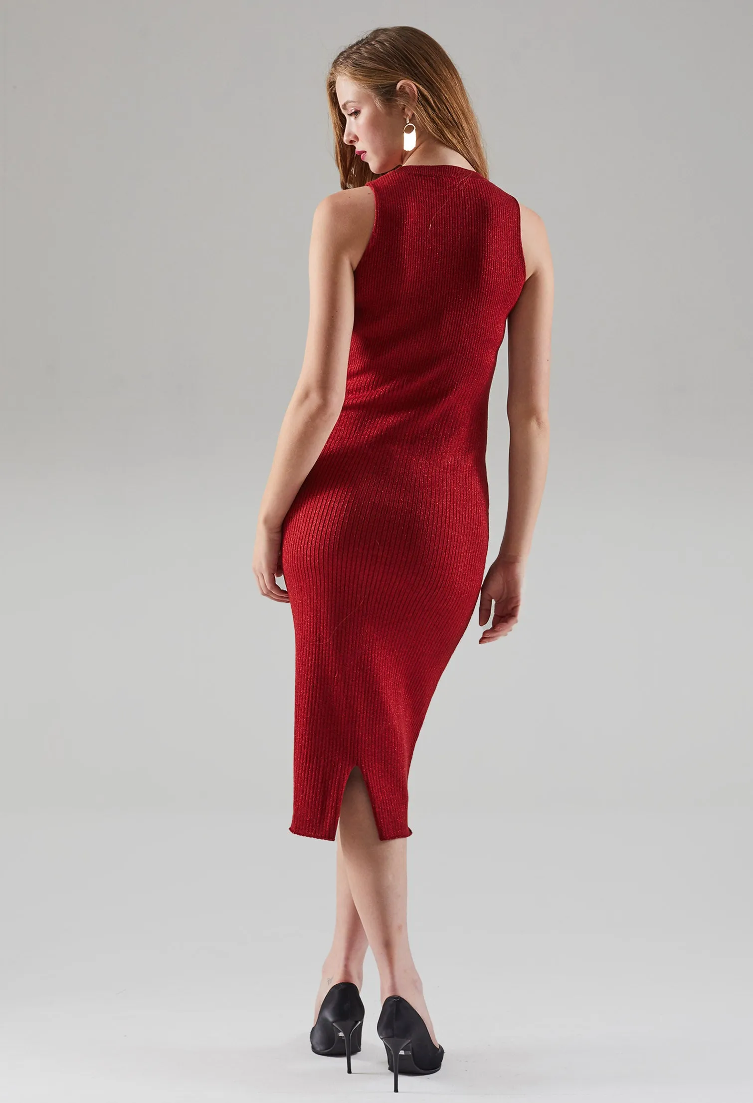Sculpt Faux-Button Knitted Dress