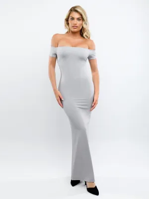 Shapewear Off-Shoulder Tummy Smoothing Maxi Dress