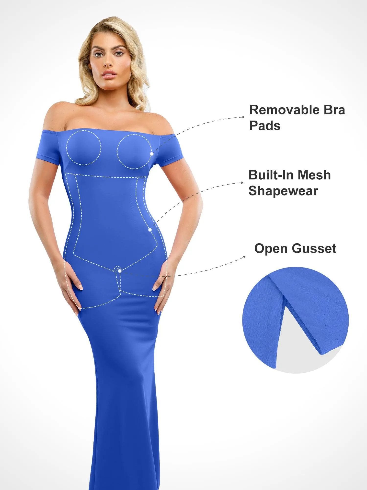 Shapewear Off-Shoulder Tummy Smoothing Maxi Dress