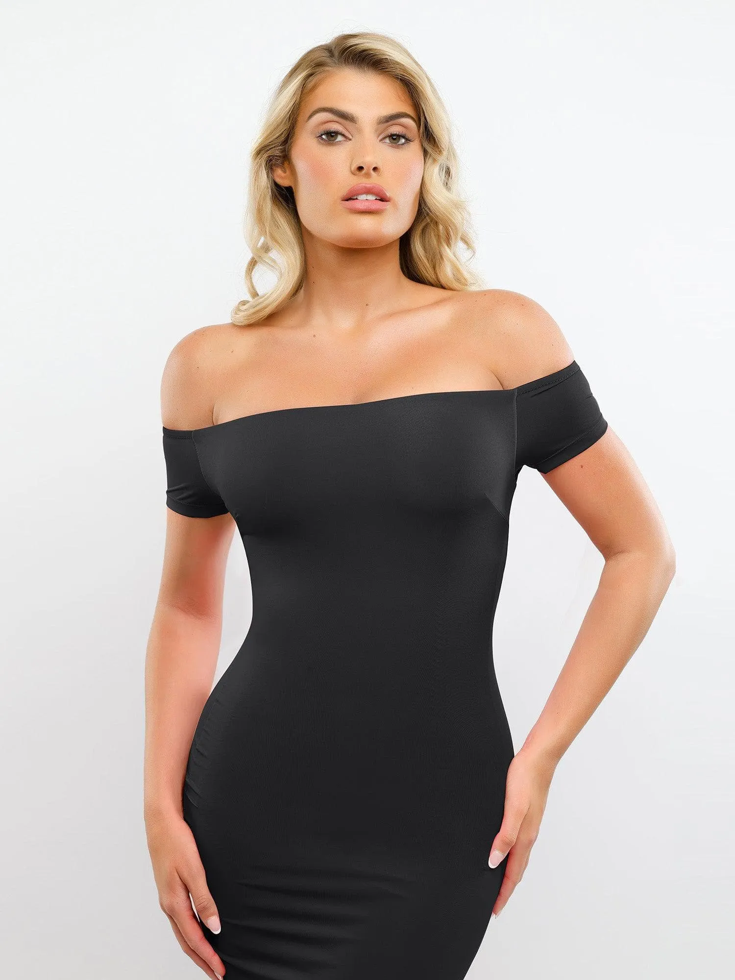 Shapewear Off-Shoulder Tummy Smoothing Maxi Dress