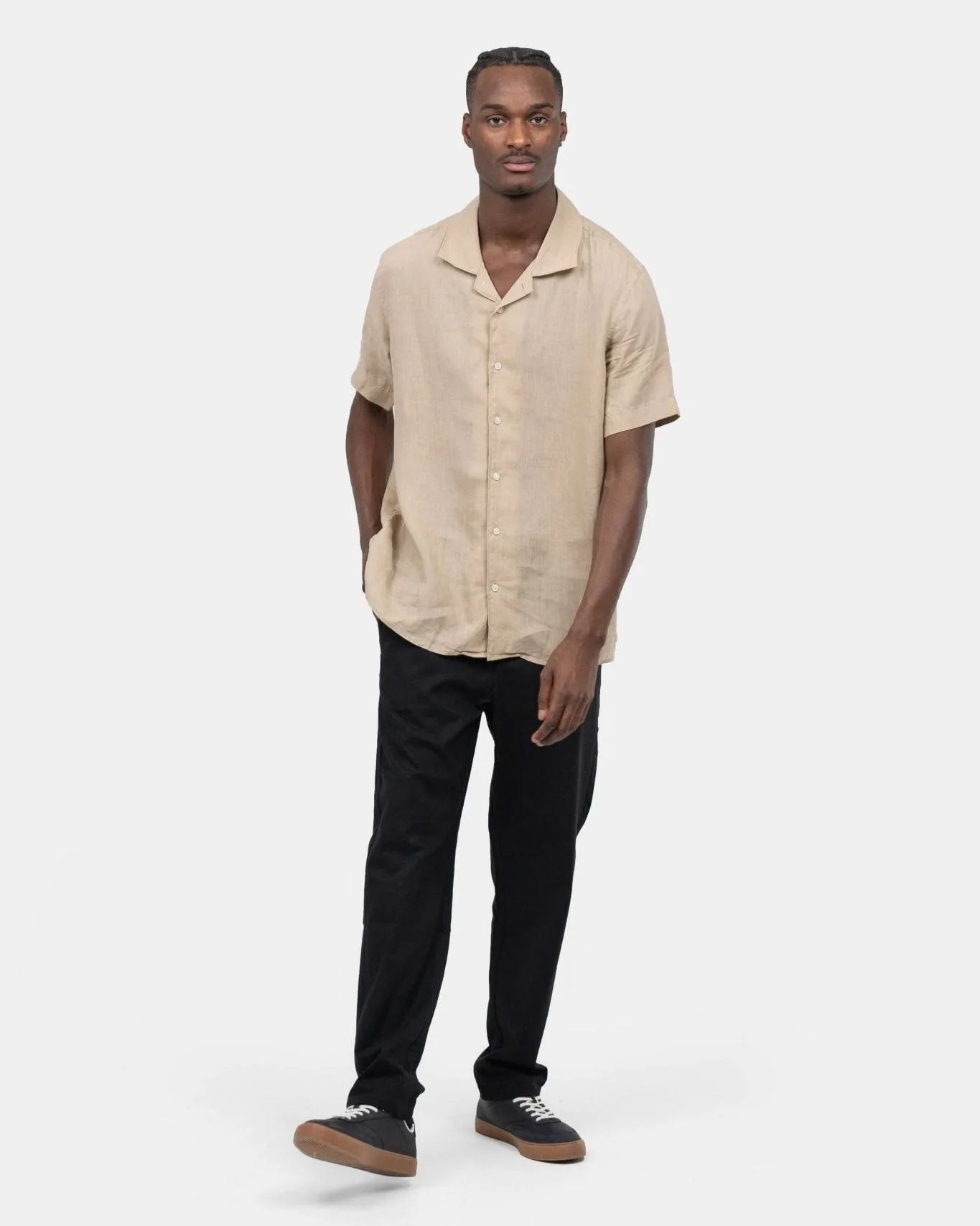 Short Sleeve Linen Shirt Mocha
