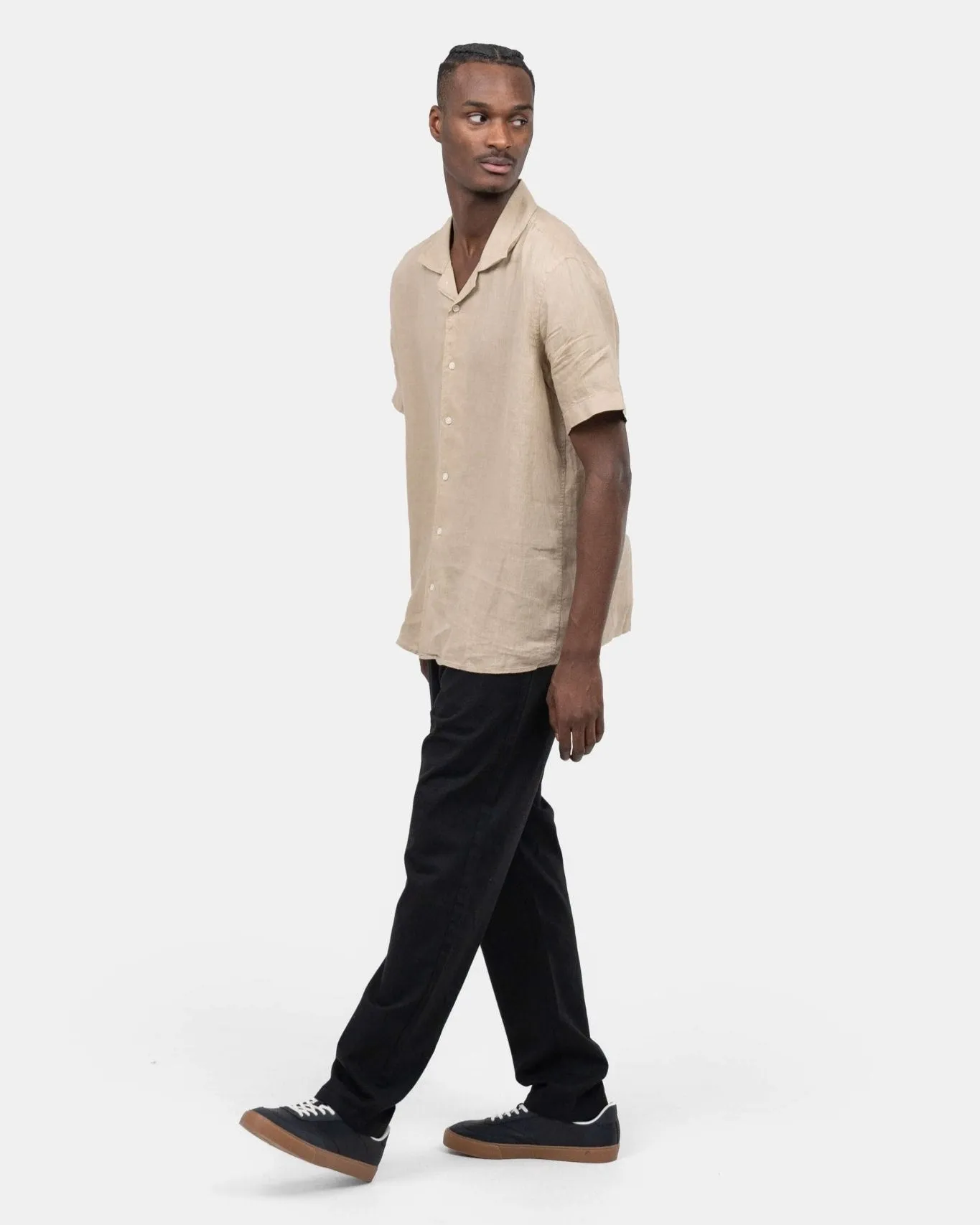 Short Sleeve Linen Shirt Mocha