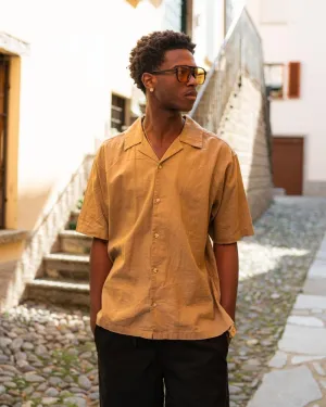 Short Sleeve Linen Shirt Mocha