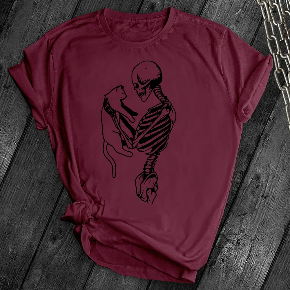 Skeleton and Cat Tee