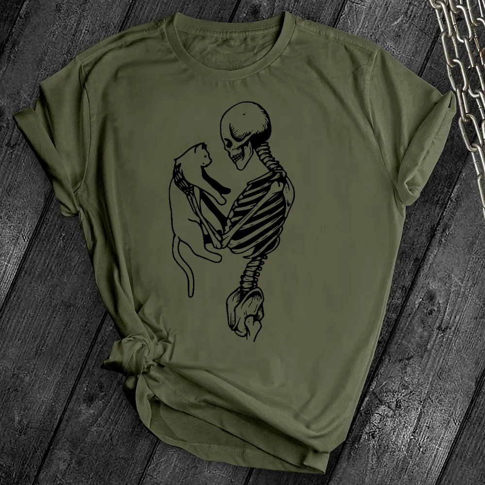 Skeleton and Cat Tee