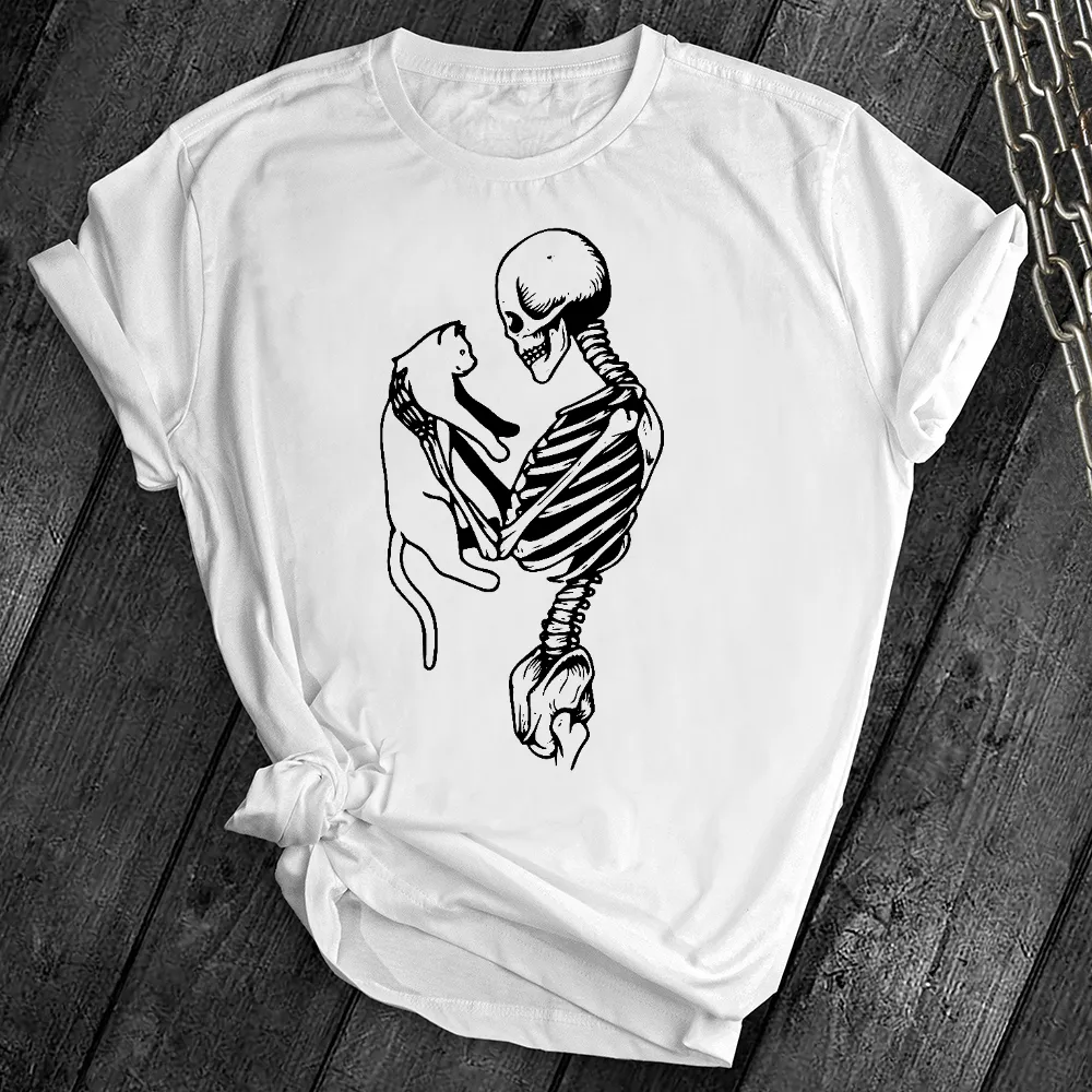 Skeleton and Cat Tee