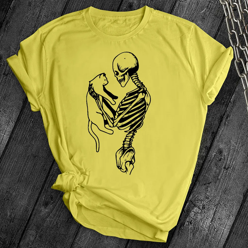 Skeleton and Cat Tee