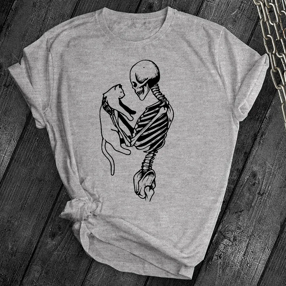 Skeleton and Cat Tee