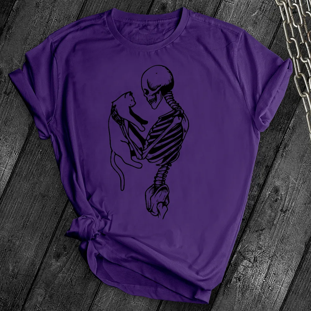 Skeleton and Cat Tee