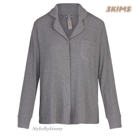 SKIMS SOFT LOUNGE SLEEP SHIRT SIZE L - Heather Grey NWT