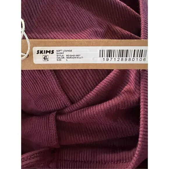 Skims Women's Maroon Wine Soft Lounge Boxer Short Size Large NWT