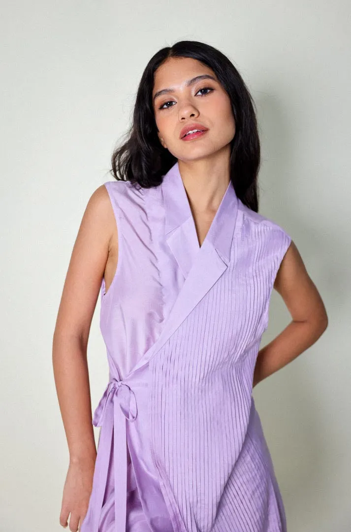 Sleeveless Pintucked Dress
