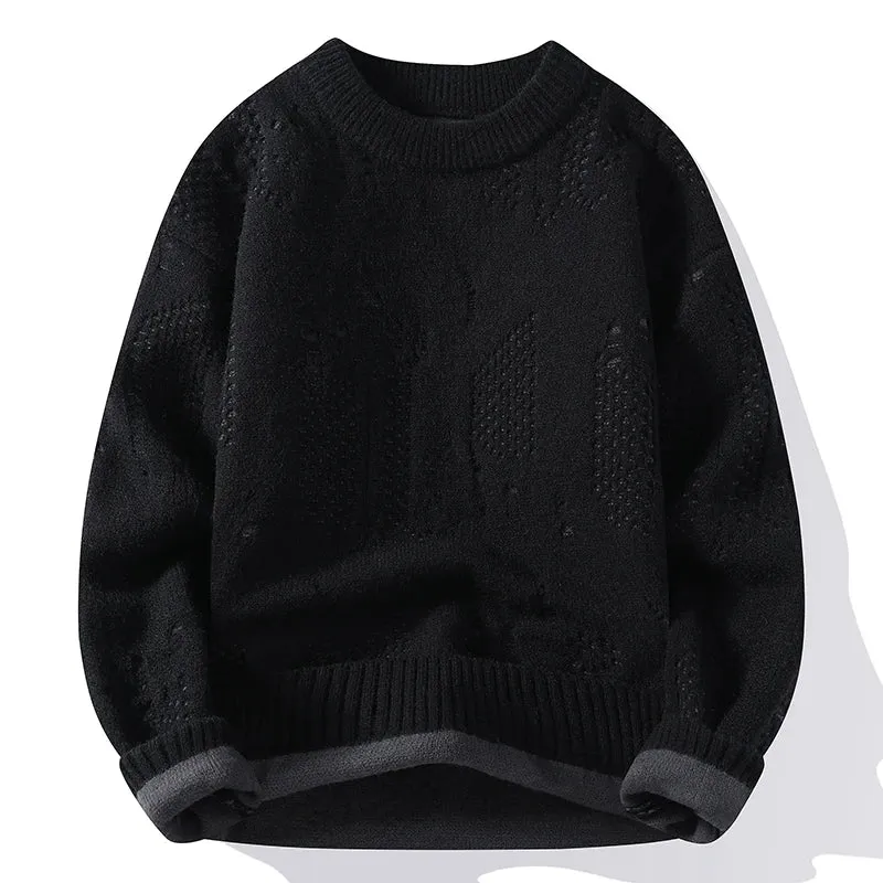 Soft Warm Pull Homme 2024 New Fall Winter High End Fashion Hole Ripped Wool Sweater Men Korean Harajuku Mens Pullover Sweaters