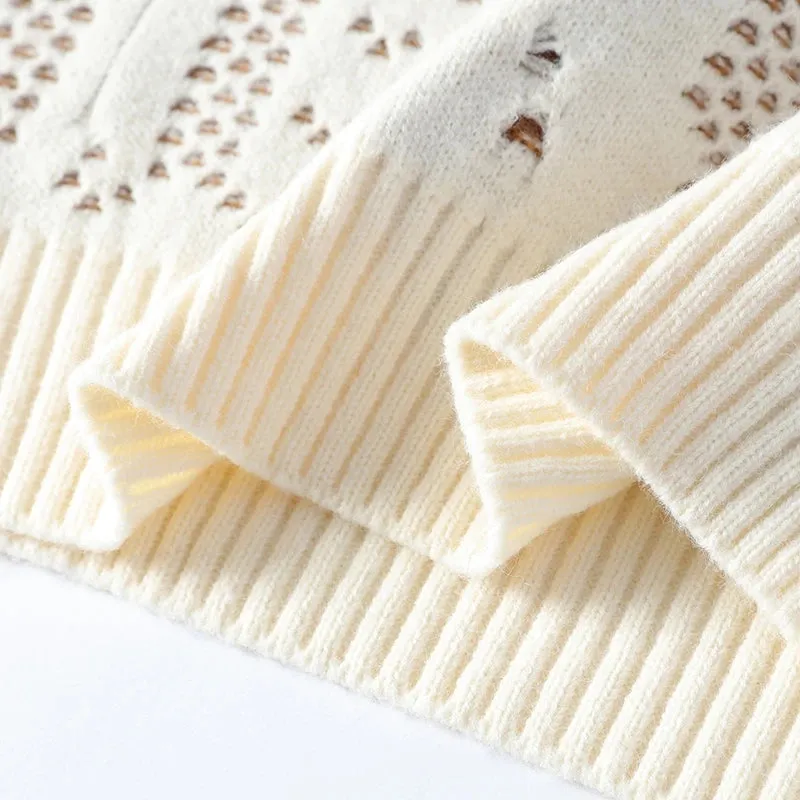 Soft Warm Pull Homme 2024 New Fall Winter High End Fashion Hole Ripped Wool Sweater Men Korean Harajuku Mens Pullover Sweaters