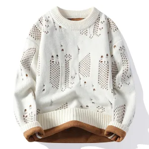 Soft Warm Pull Homme 2024 New Fall Winter High End Fashion Hole Ripped Wool Sweater Men Korean Harajuku Mens Pullover Sweaters