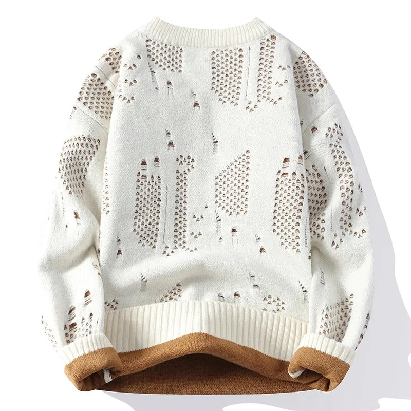 Soft Warm Pull Homme 2024 New Fall Winter High End Fashion Hole Ripped Wool Sweater Men Korean Harajuku Mens Pullover Sweaters