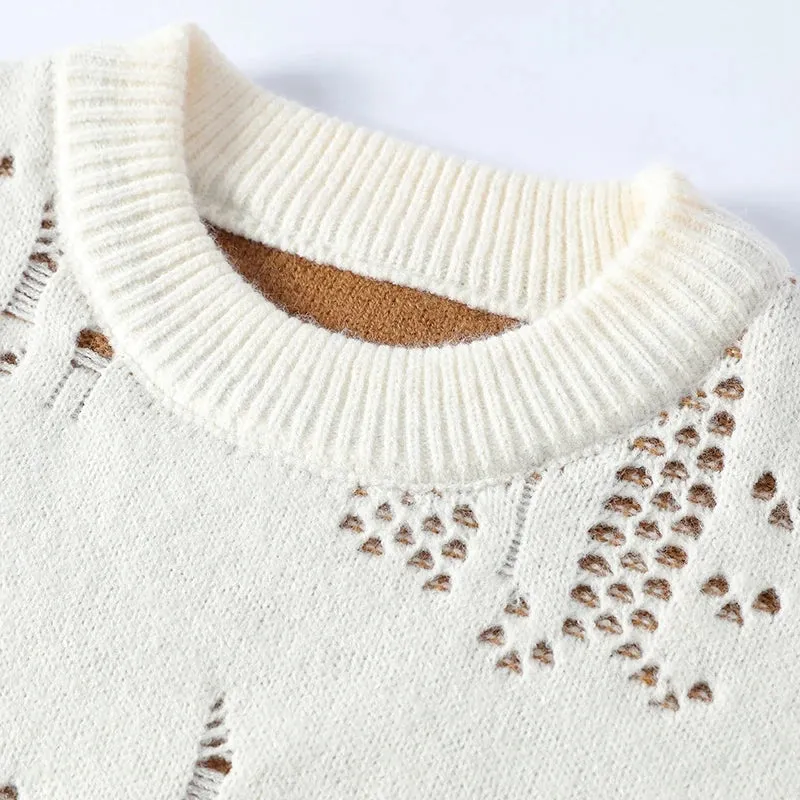 Soft Warm Pull Homme 2024 New Fall Winter High End Fashion Hole Ripped Wool Sweater Men Korean Harajuku Mens Pullover Sweaters