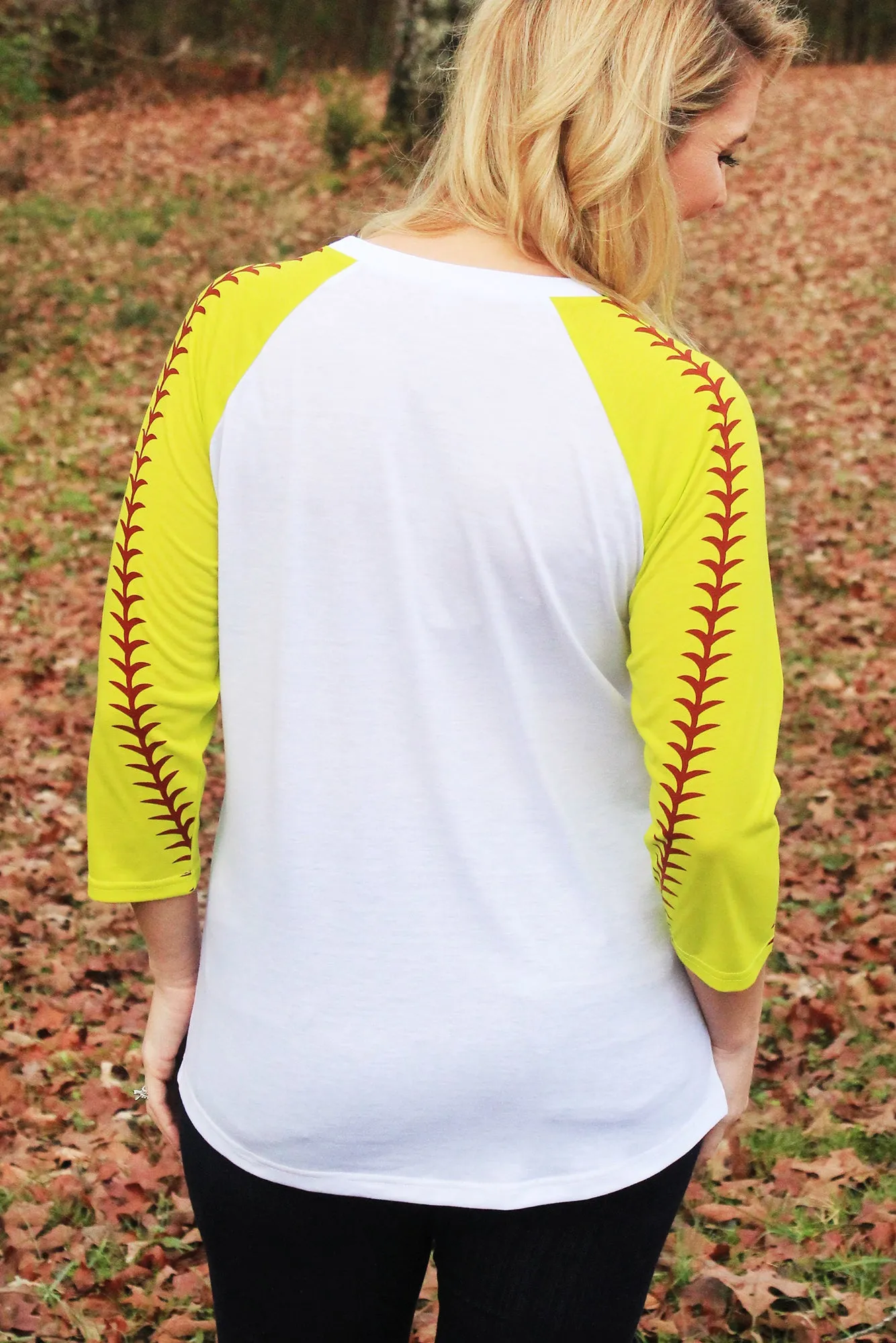 Softball Laces 3/4 Sleeve Raglan Tee, White *Personalize It