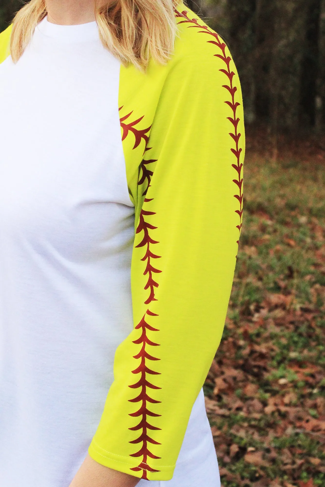 Softball Laces 3/4 Sleeve Raglan Tee, White *Personalize It